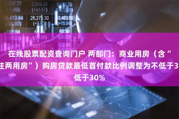 在线股票配资查询门户 两部门：商业用房（含“商住两用房”）购房贷款最低首付款比例调整为不低于30%